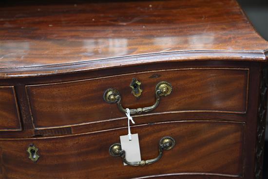 A George III serpentine mahogany chest, W.3ft 1in. D.1ft 9in. H.2ft 7in.